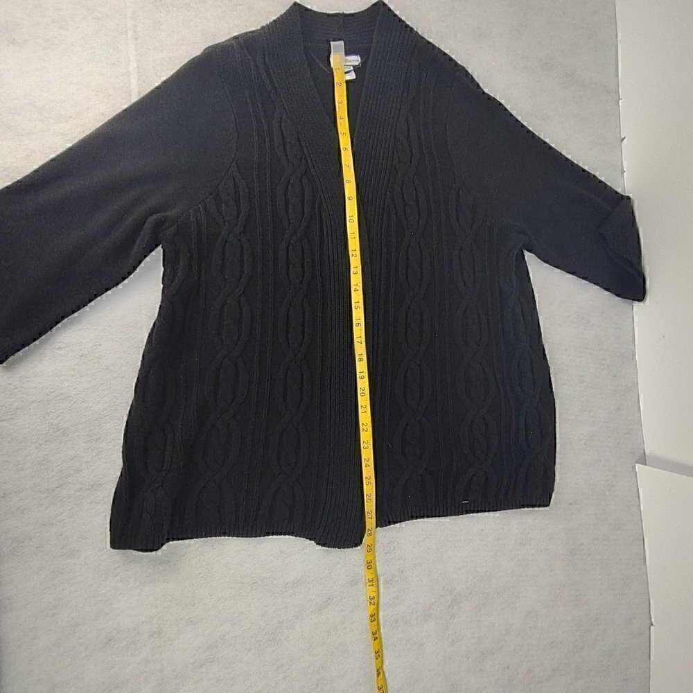 Croft & Barrow Black Cotton Blend Open Front Cardigan Long Sleeve Sweater Sze 1X - Picture 7 of 14